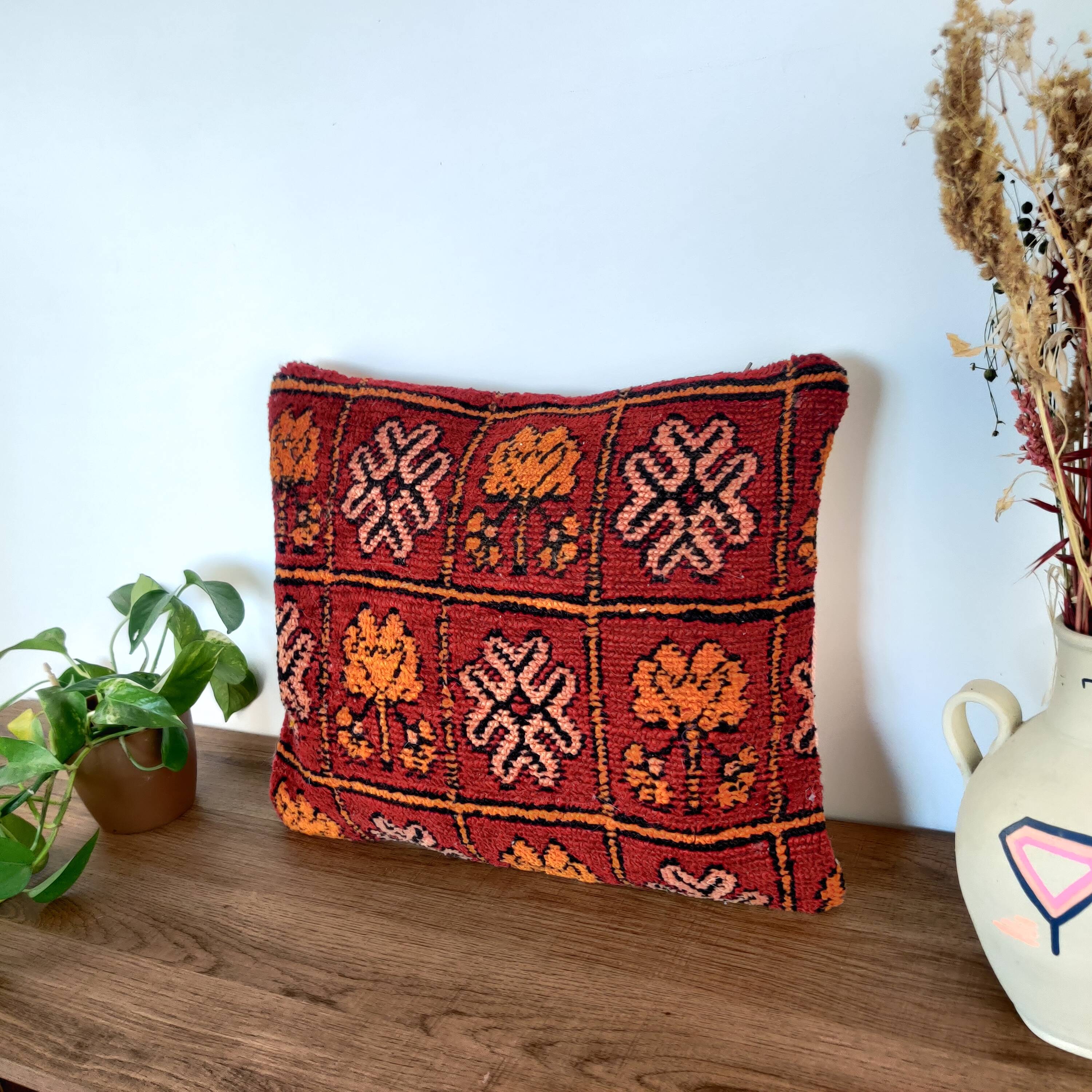 Moroccan ethnic red cushion