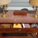 Console époque Restauration, style  Charles X en noyer avec marbre griotte