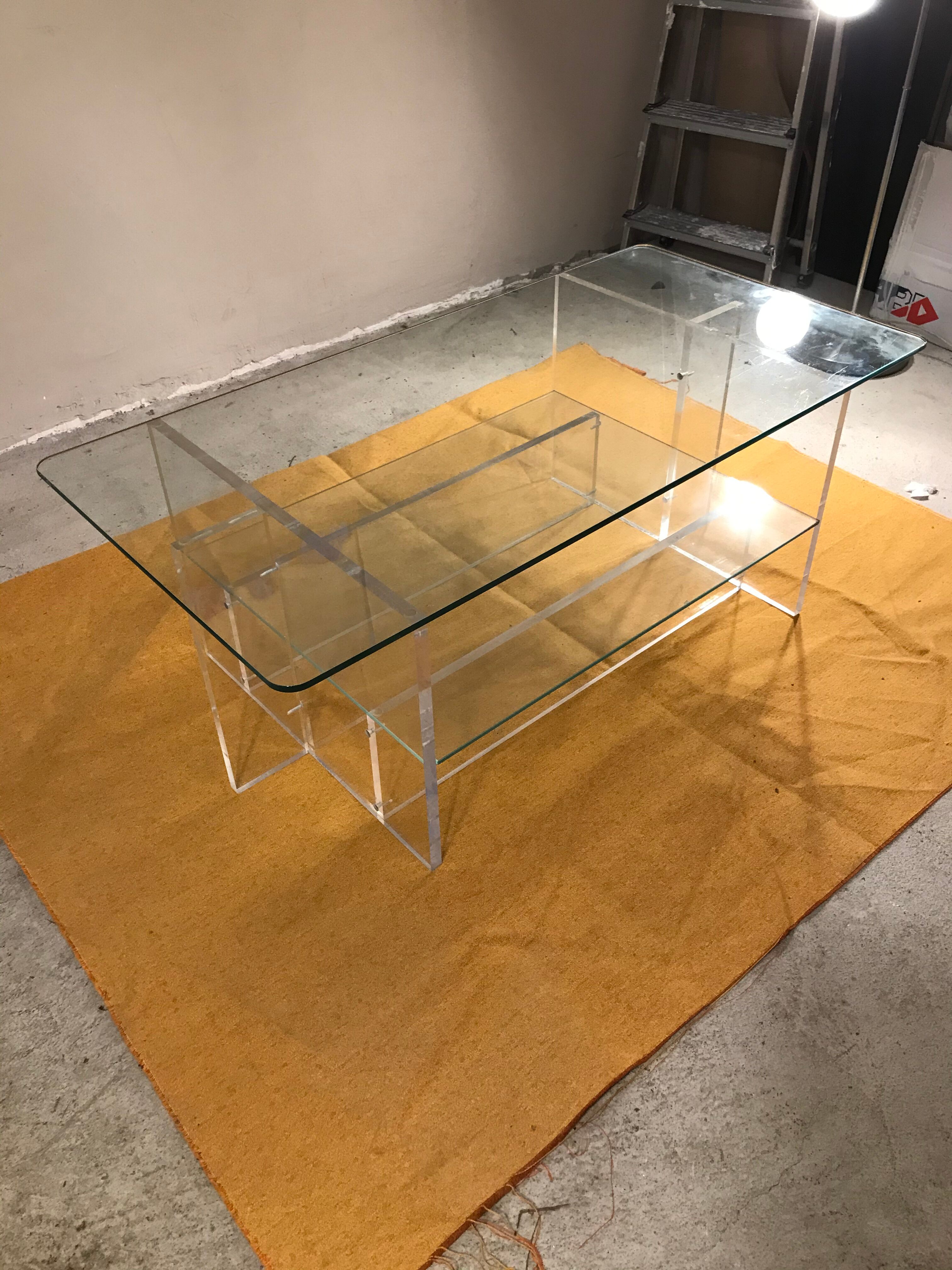 Plexiglas coffee table and glass