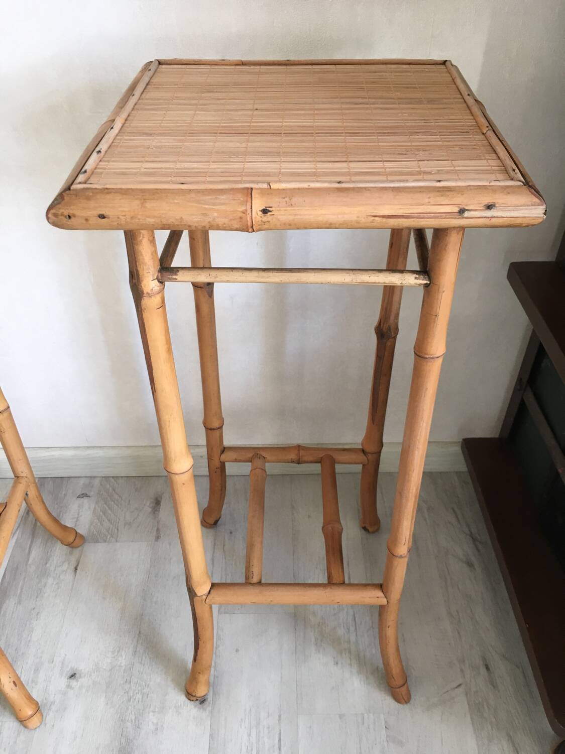 Pair of bamboo side tables