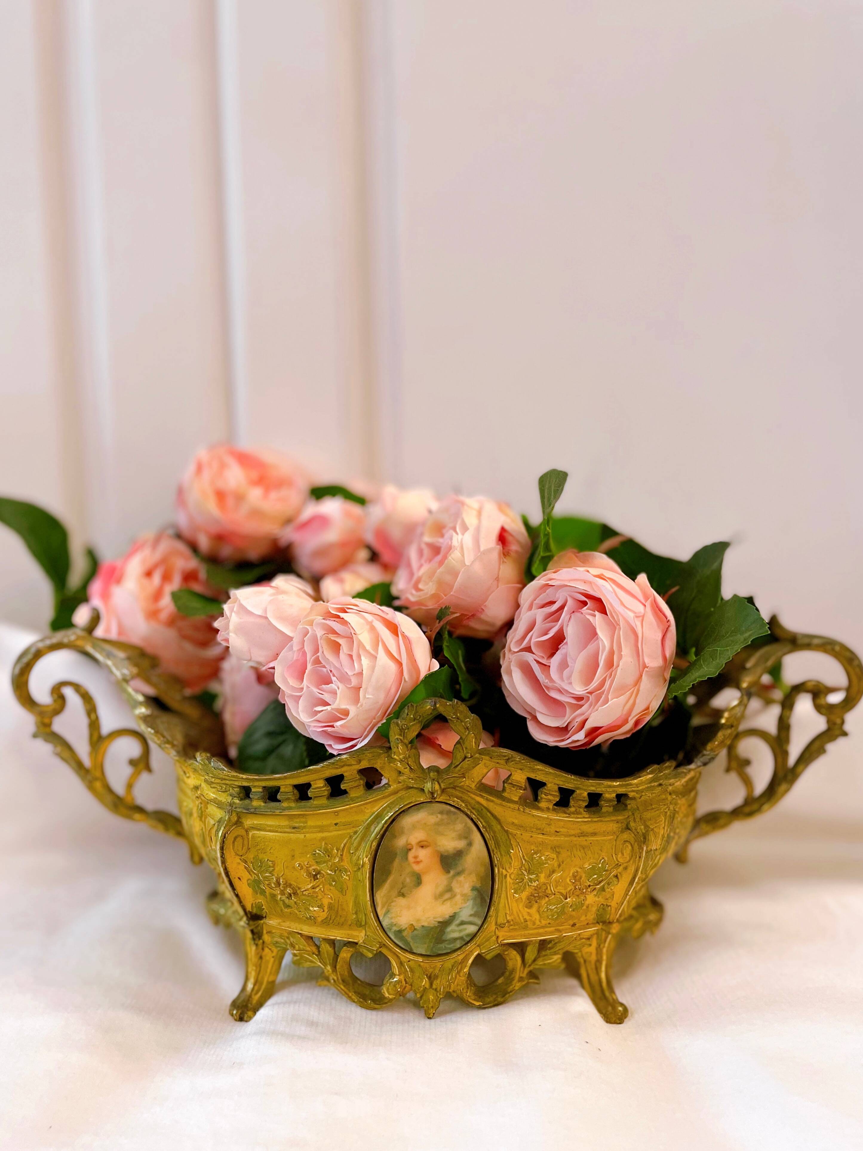 Antique planter or centerpiece in recess