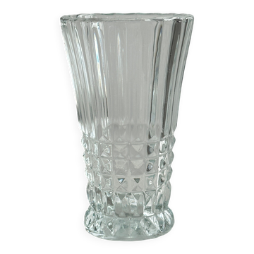 Vase vintage en verre pressé