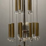 Lustre chrome et sphère en laiton du milieu du siècle de Sciolari