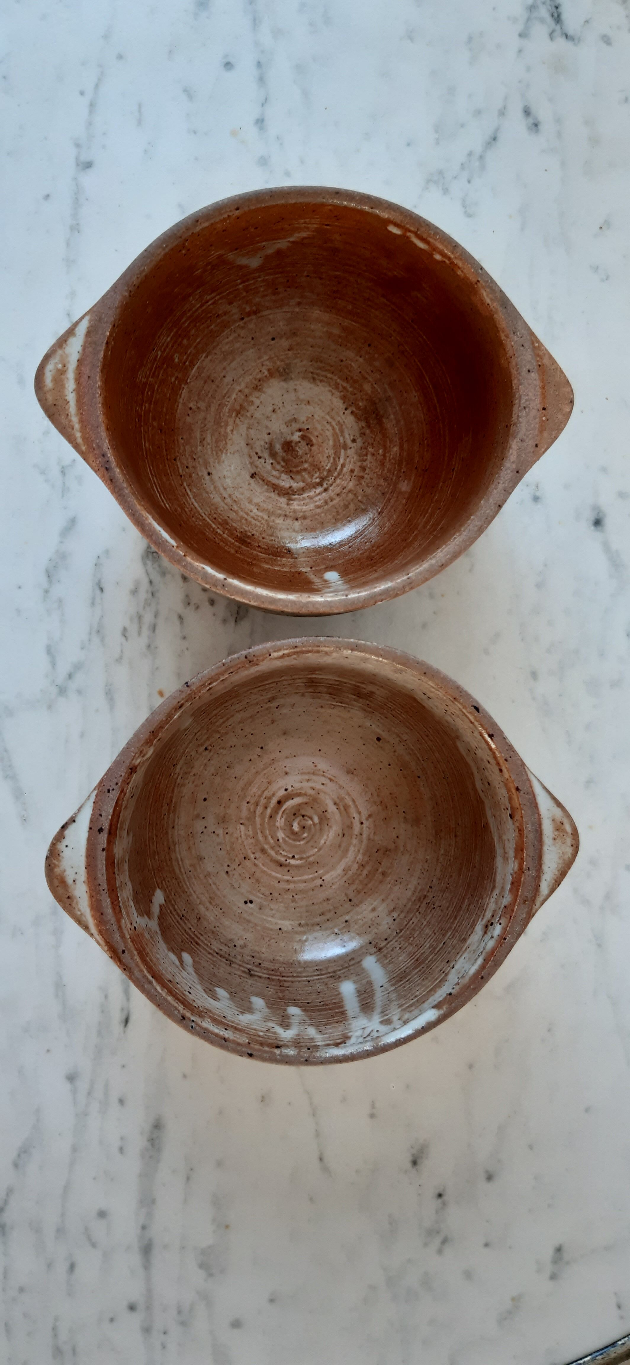 Duo of ear bowls in artisanal sandstone 70s