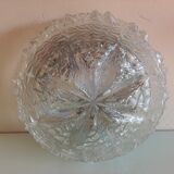 Structured glass round ceiling lamp vintage 60s-70s