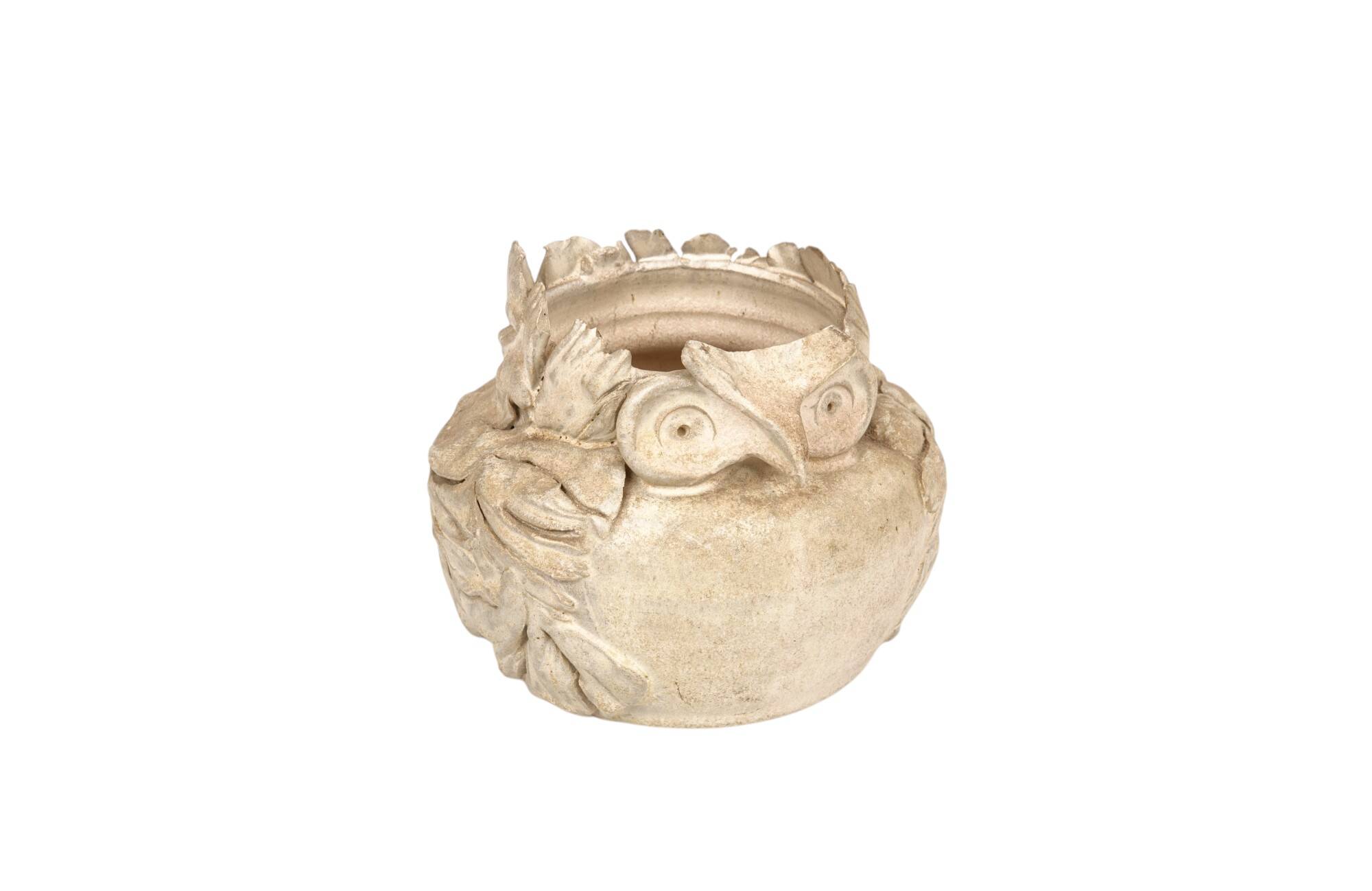 "Owl" vase in patinated stoneware