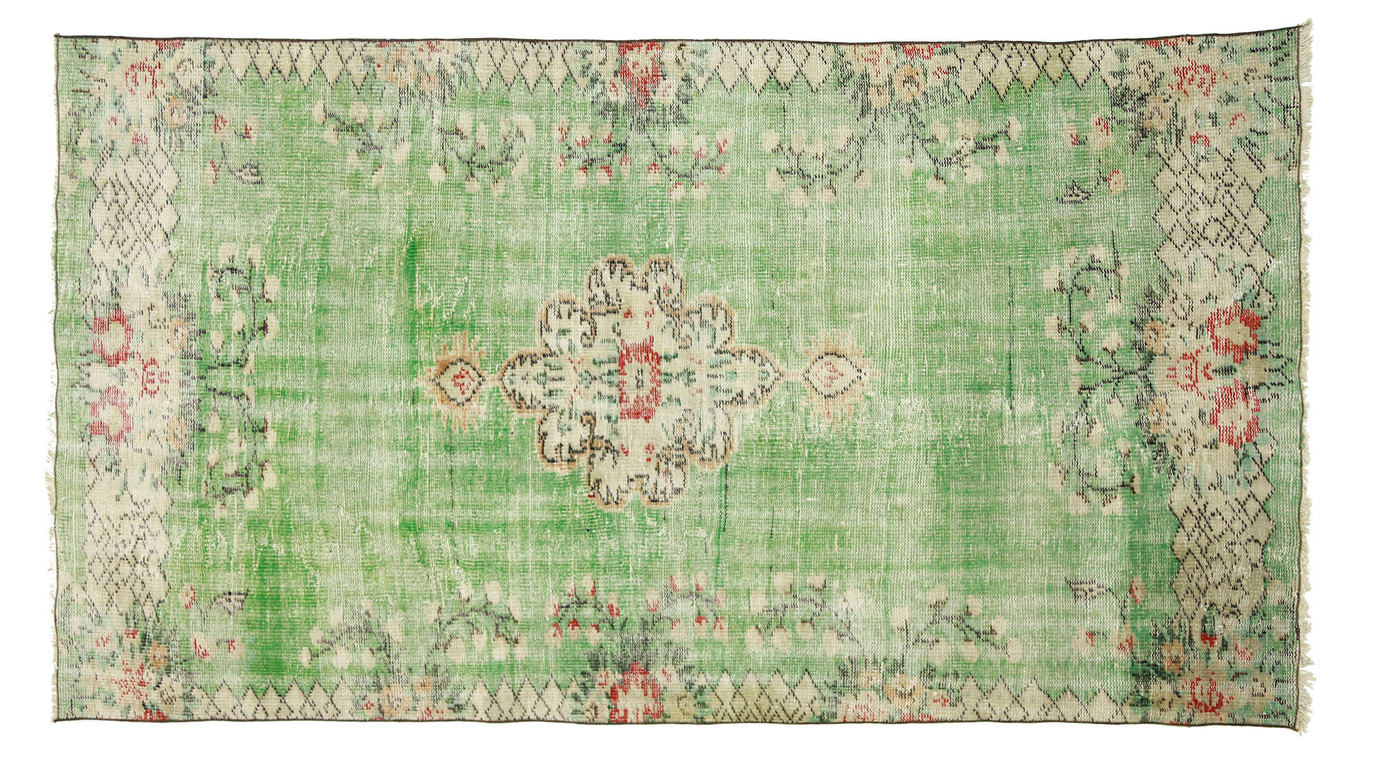 Anatolian handmade vintage rug 241 cm x 131 cm