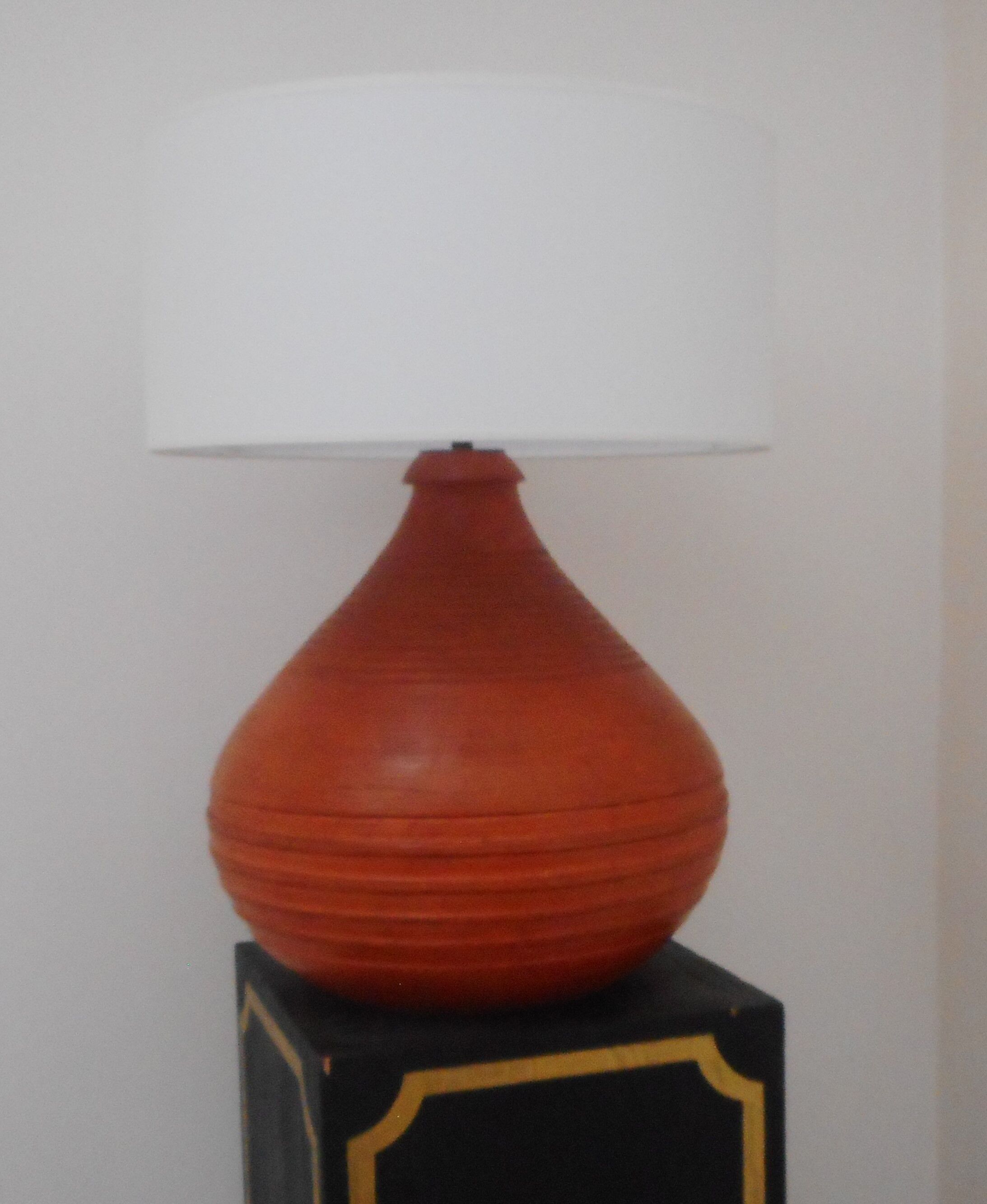 Vintage terracotta lamp, unique piece, by ceramist in Paris
