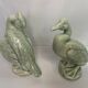 Art Deco Pair cormorants cracked ceramic signed circa 1940