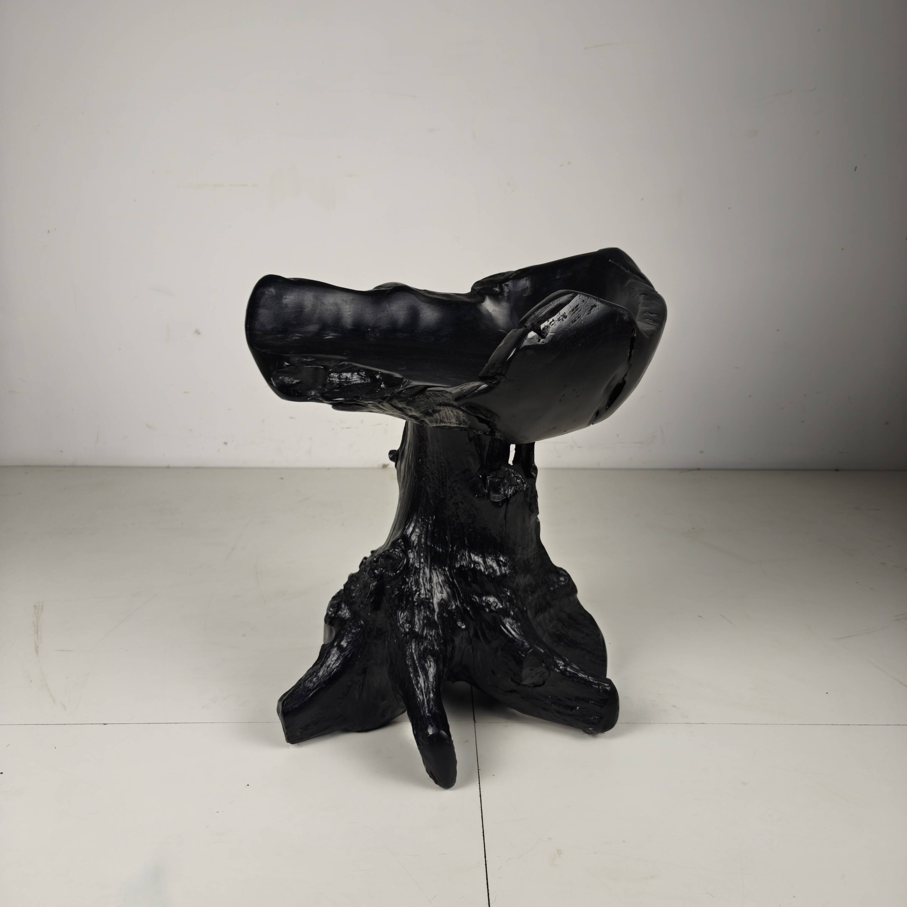 Mid-Century Black Tree Stump Chair