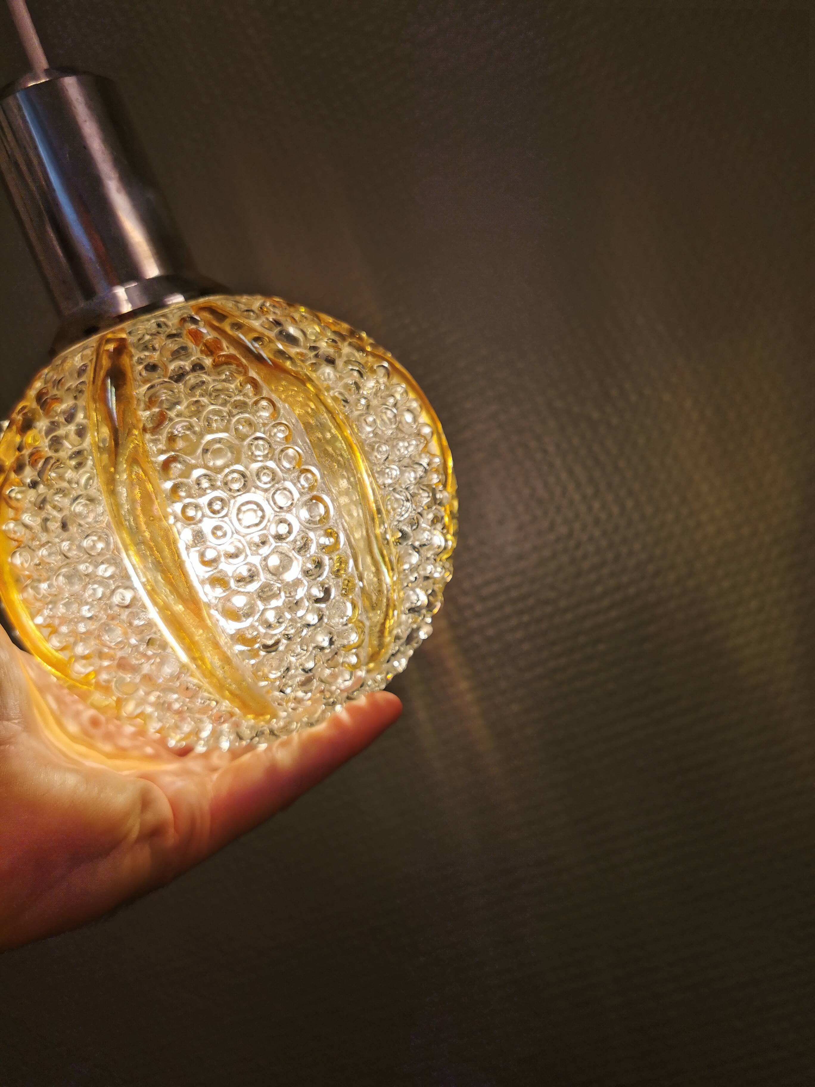 Small Danish hanging lamp in glass.