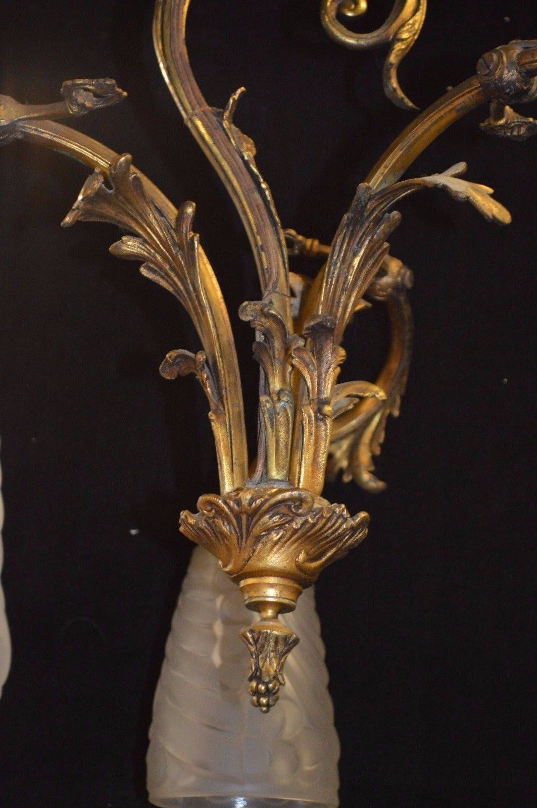 Former bronze chandelier / 3 signed tulips negra