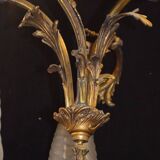 Ancien lustre en bronze / 3 tulipes signées negra