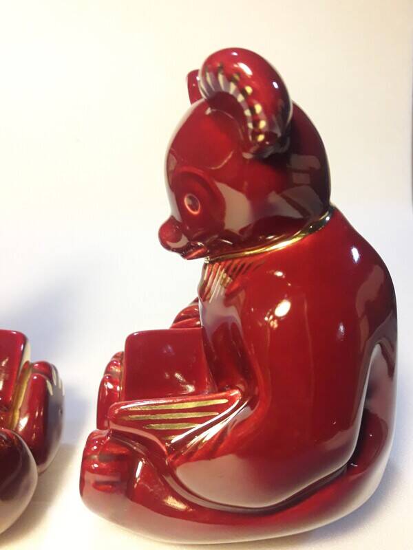 Pair of ceramic bear bookends