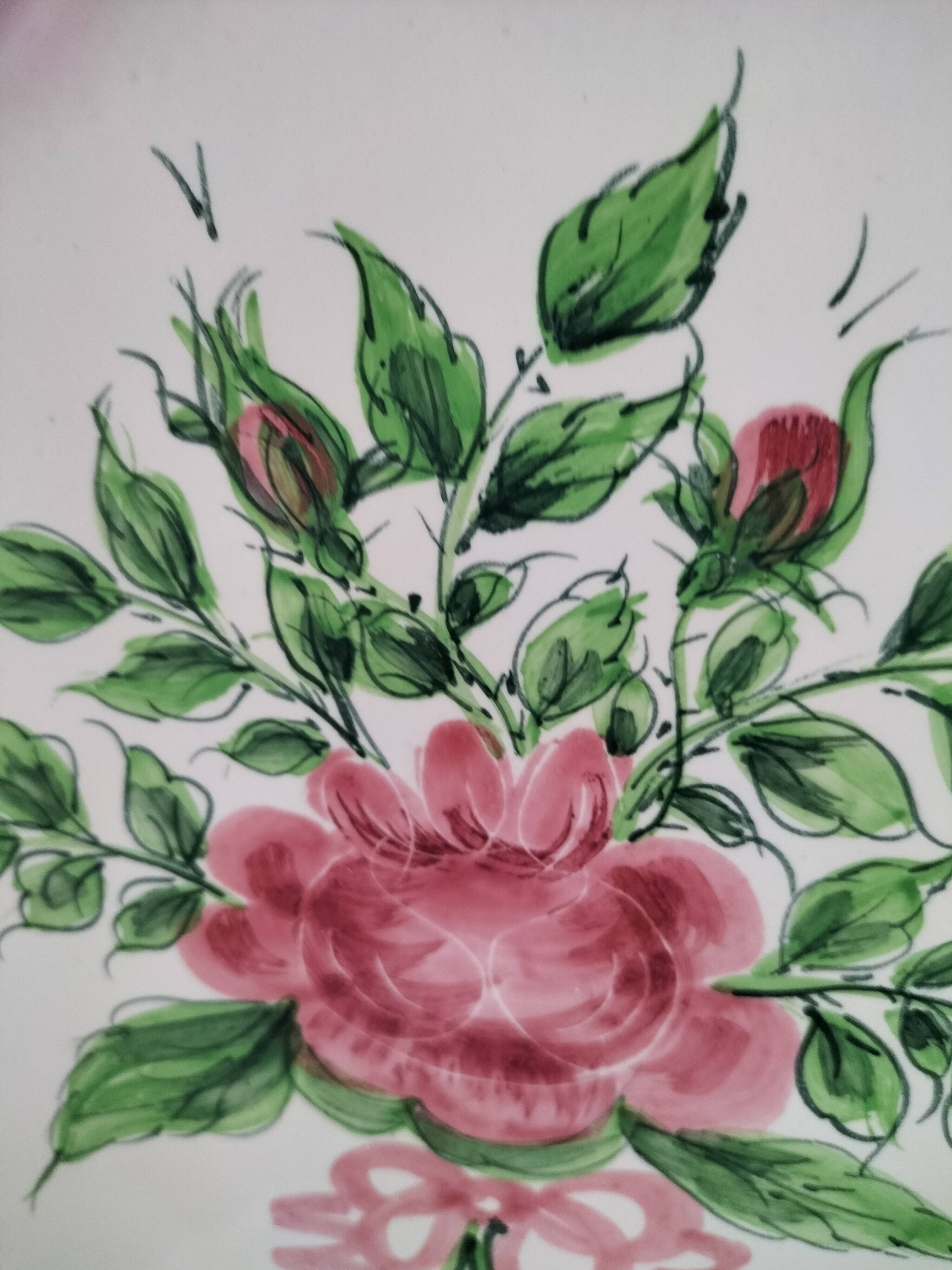 dessert plates and serving dish in earthenware – hand-painted decoration
