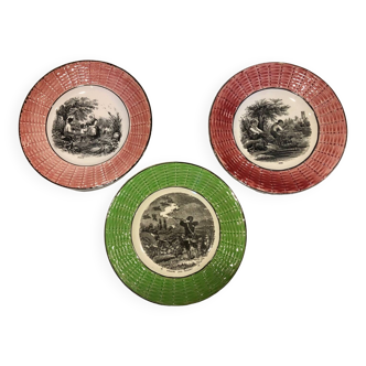 Digoins Sarreguemines talking plates late 19th century