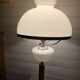 Notary lamp, white opaline, patinated metal and marble.