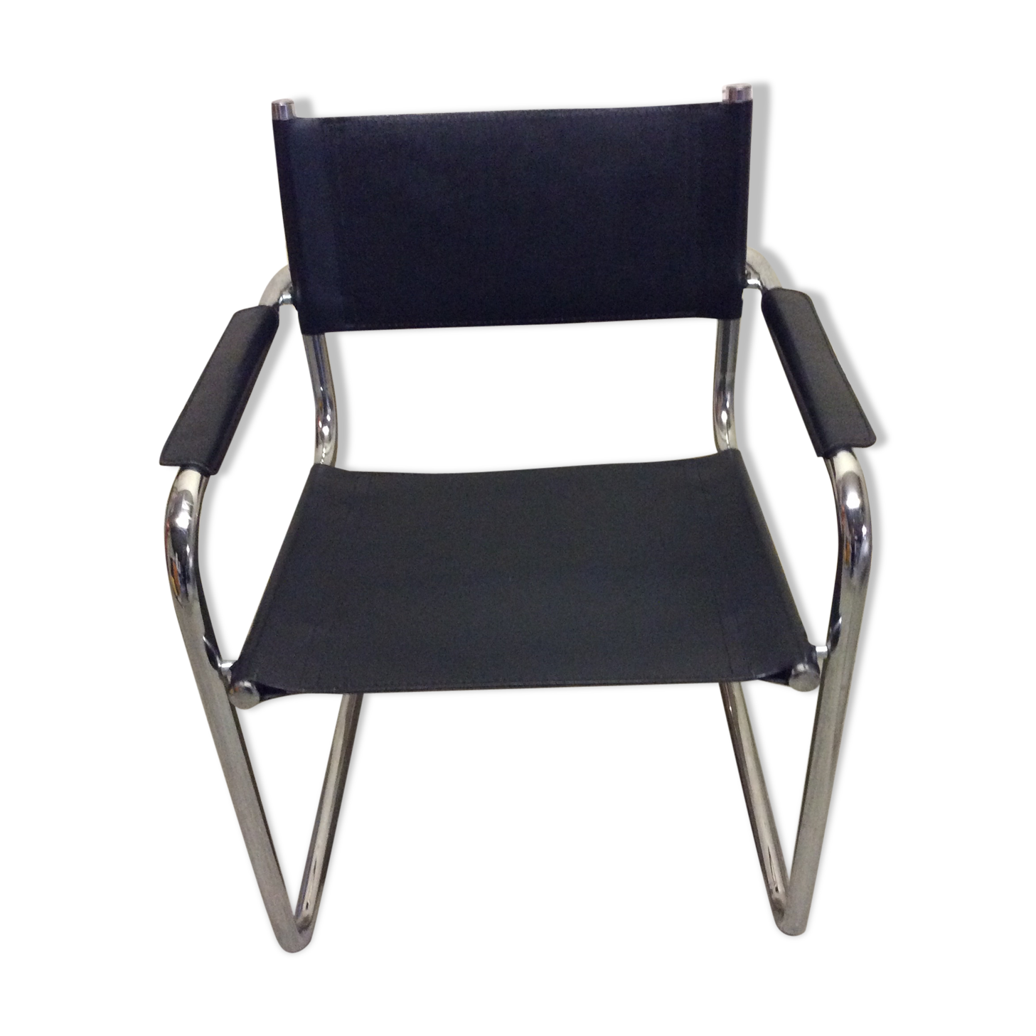 Chair leatherette and brass