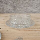 Round molded glass butter dish