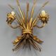 Gilt metal wheat sheaf two-light wall sconce