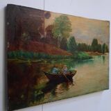 Oil on canvas "boat trip"