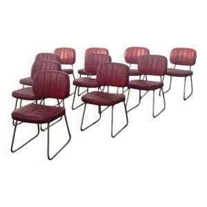 suite de 10 chaises vintage