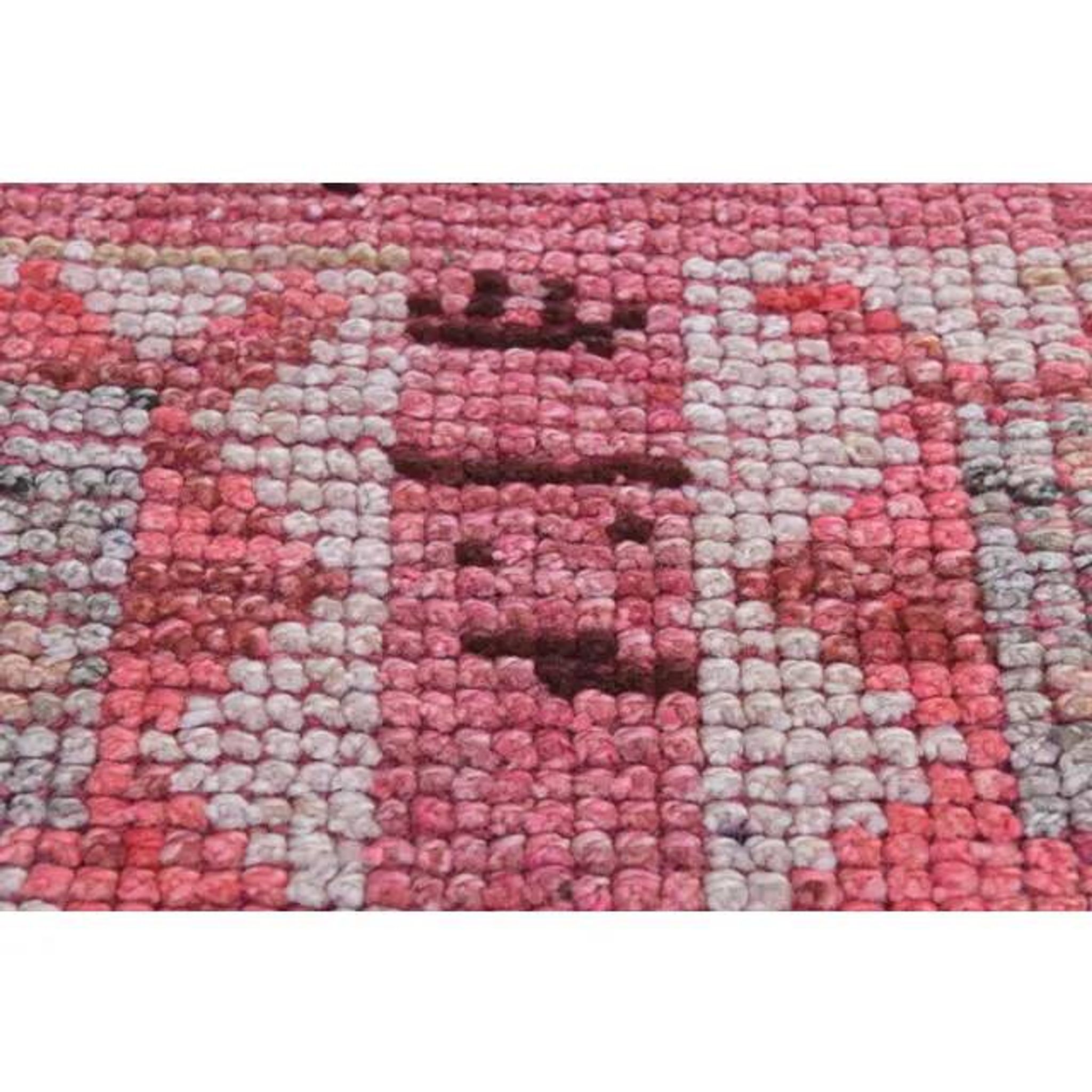 Tribal Turkish Vintage Runner, Pink Purple Handmade Oushak Runner 95x304