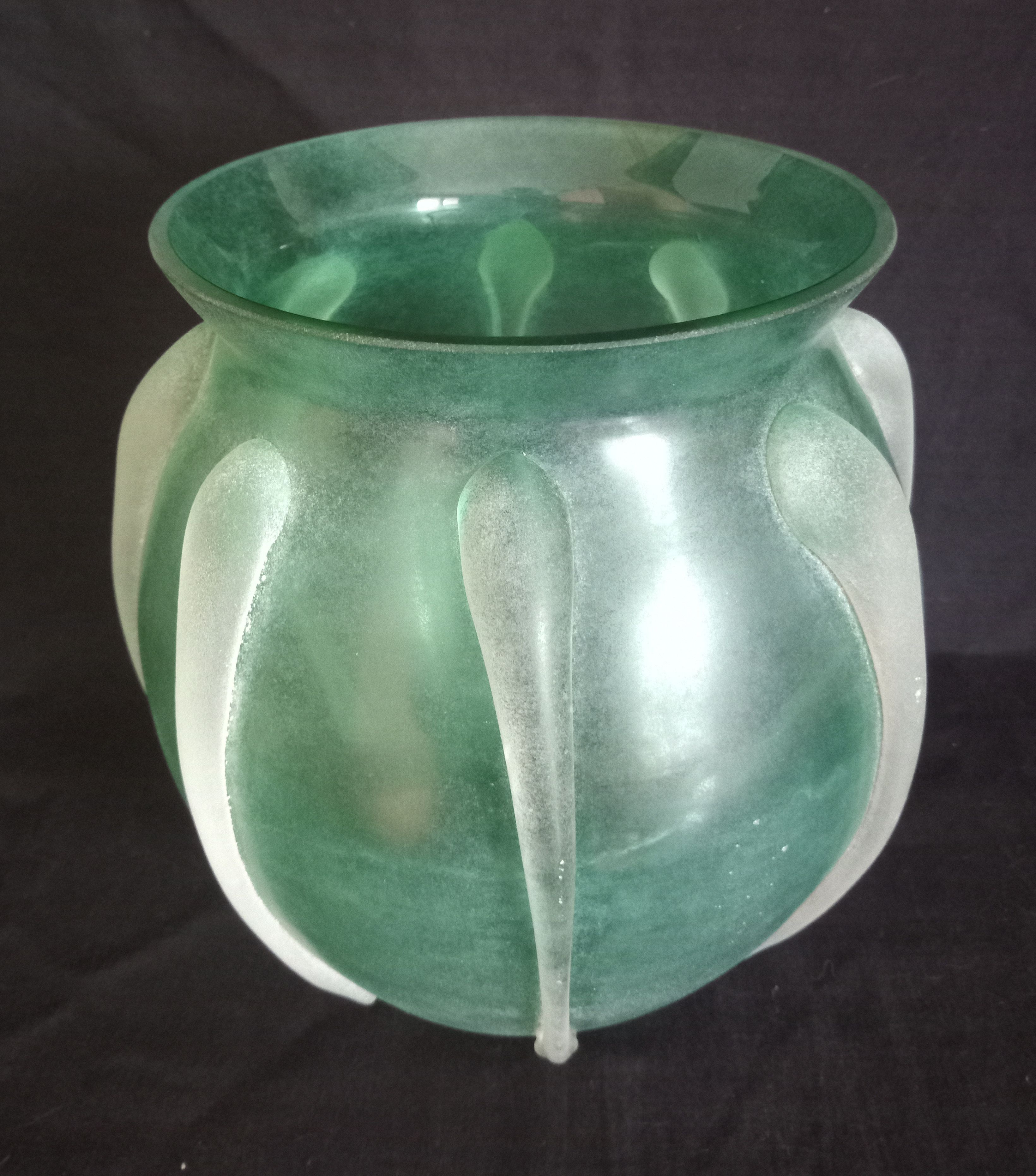 Vase in mint green glass paste, very decorative