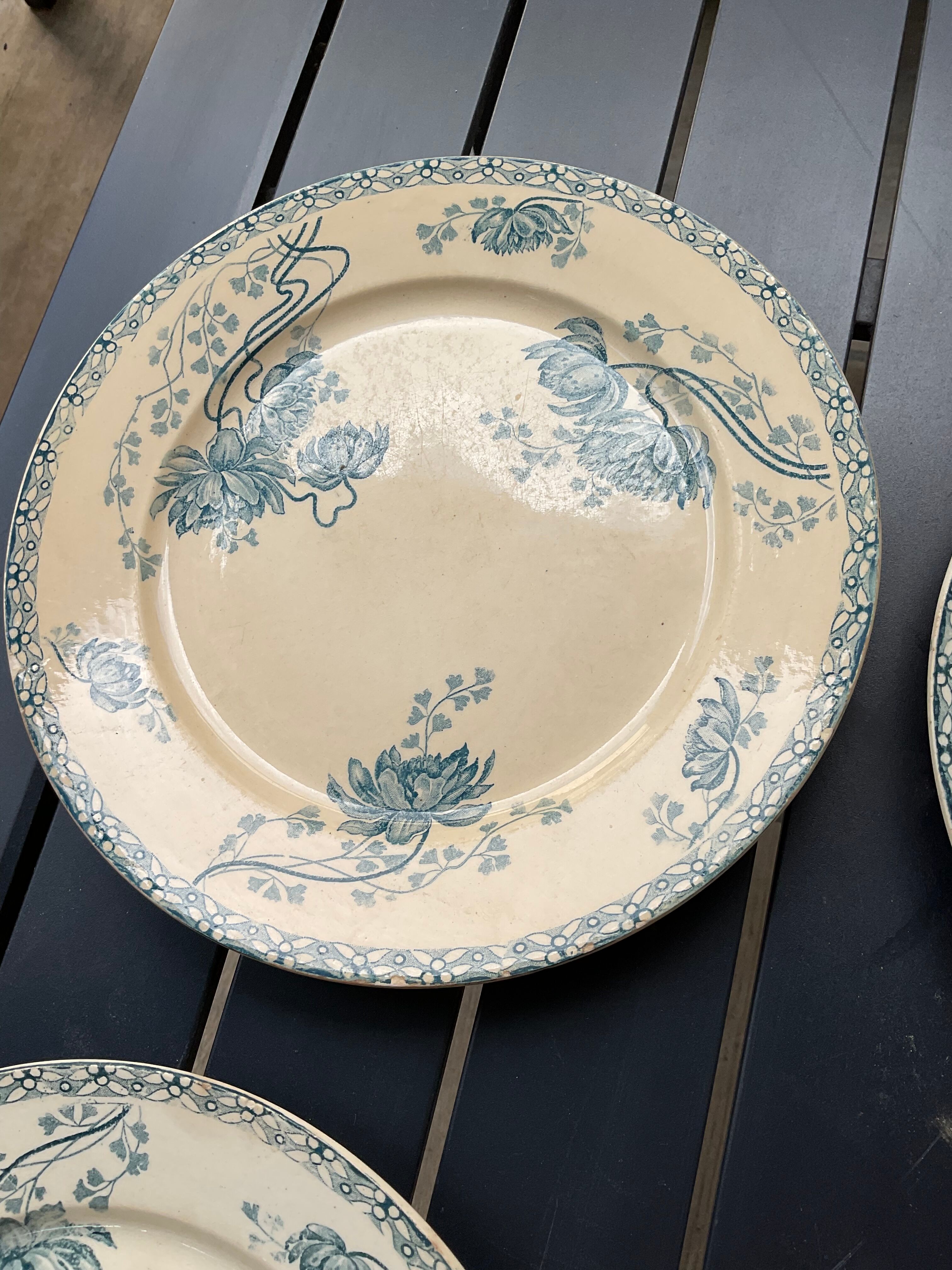 4 plates iron earth Royat sarreguemines U&C