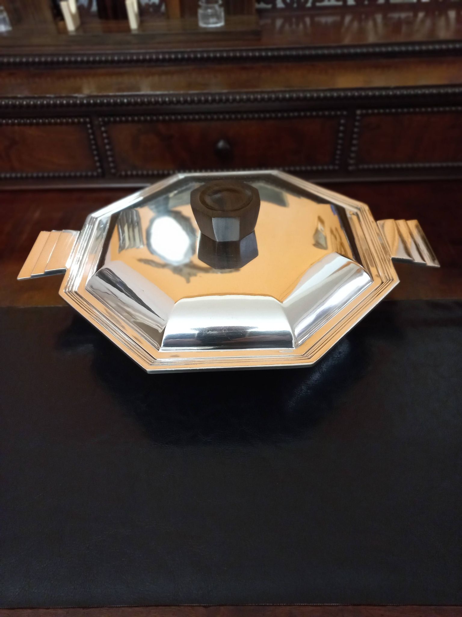 Plat Art Déco 1930 métal argenté