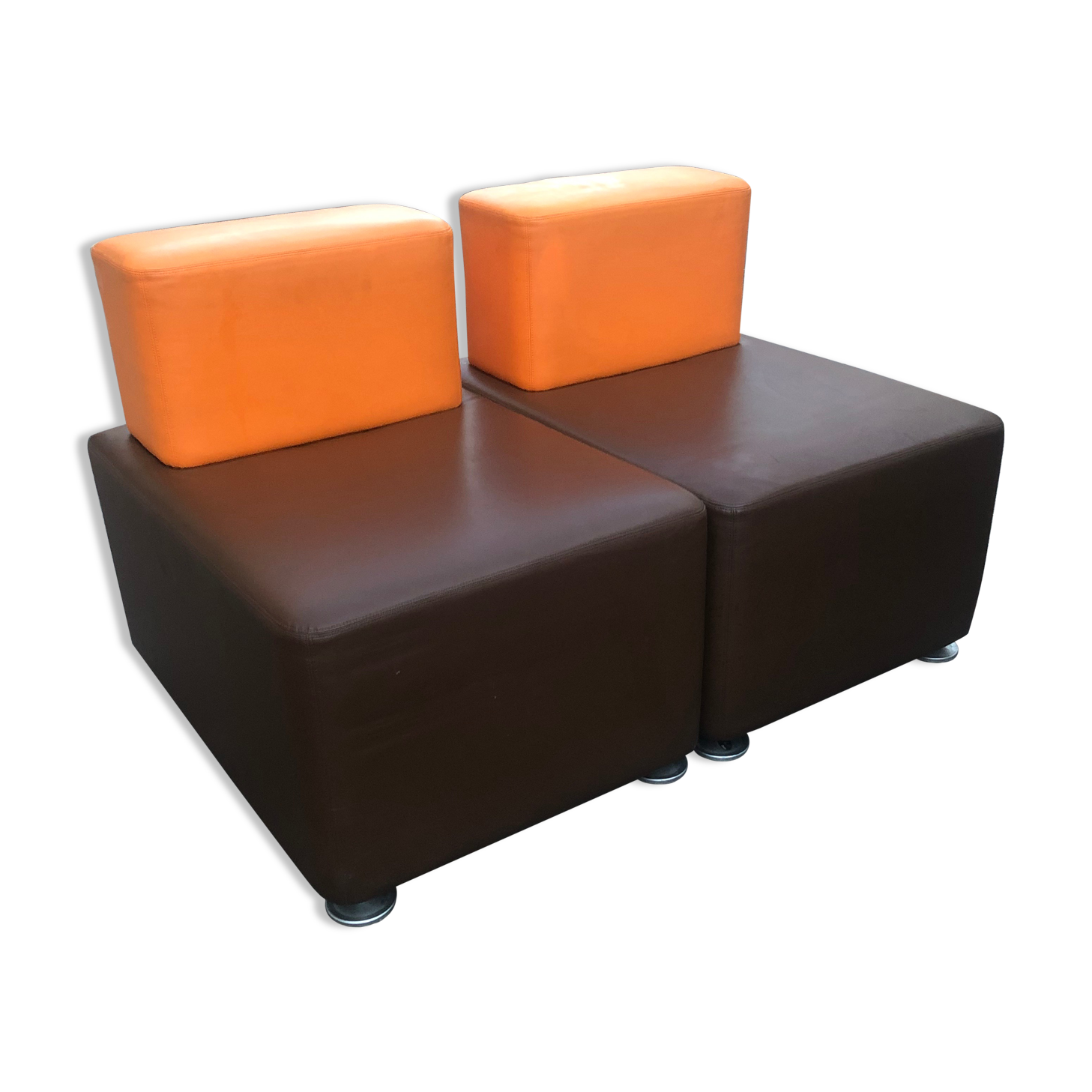 Pair of vintage steelcase armchairs in imitation leather