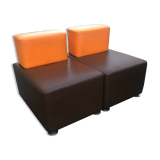 Pair of vintage steelcase armchairs in imitation leather