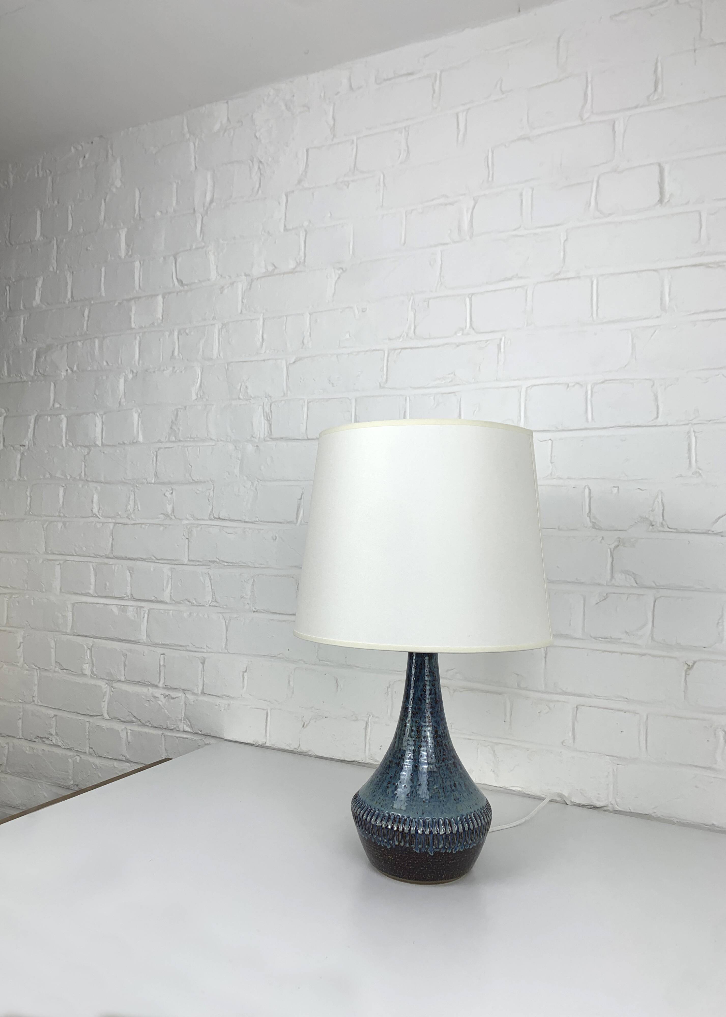 Danish table lamp in blue ceramic, Soholm Stentøj, Scandinavian Denmark
