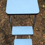 Flexible stool in vintage sky blue formica stepladder