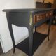 Mat black console / natural wood / gilding – Louis XV style Unique piece