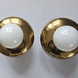 Pair of Brass Flush Mounts, Italy, 1970s