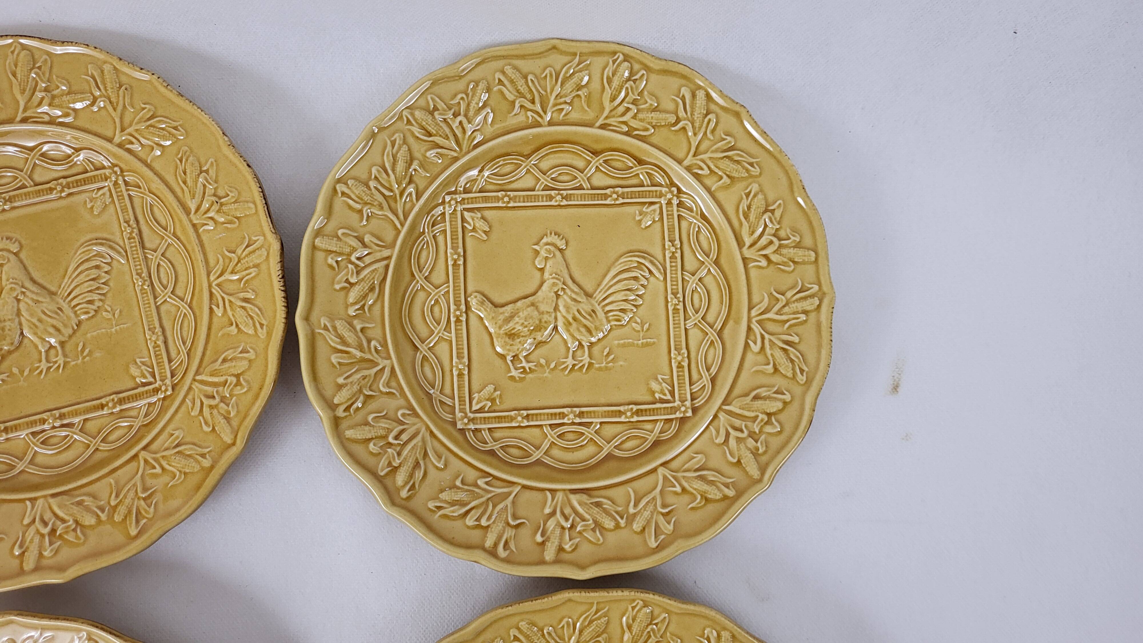 4 Bordallo majolica dinner plates