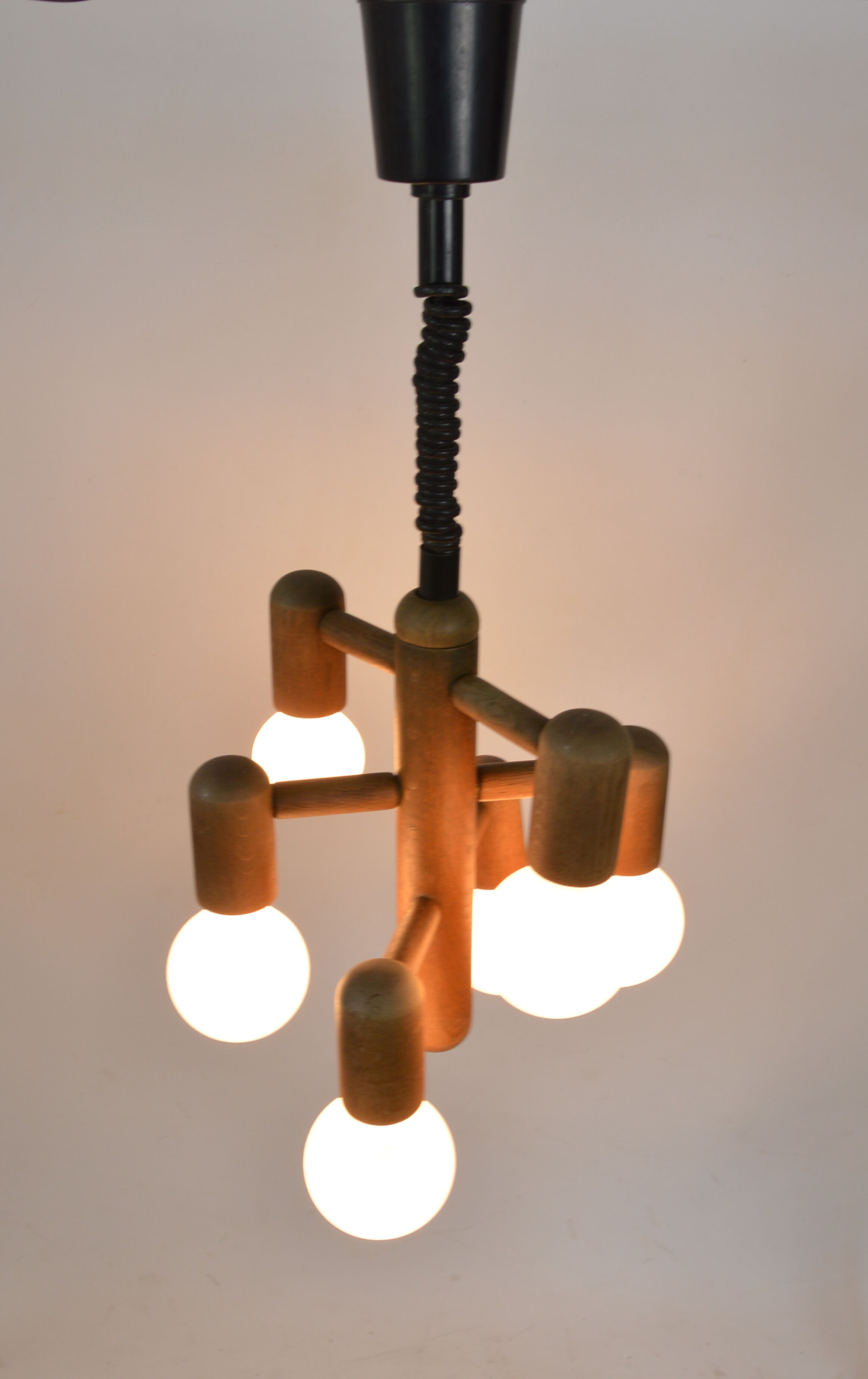 Wooden pendant lamp, 1970s