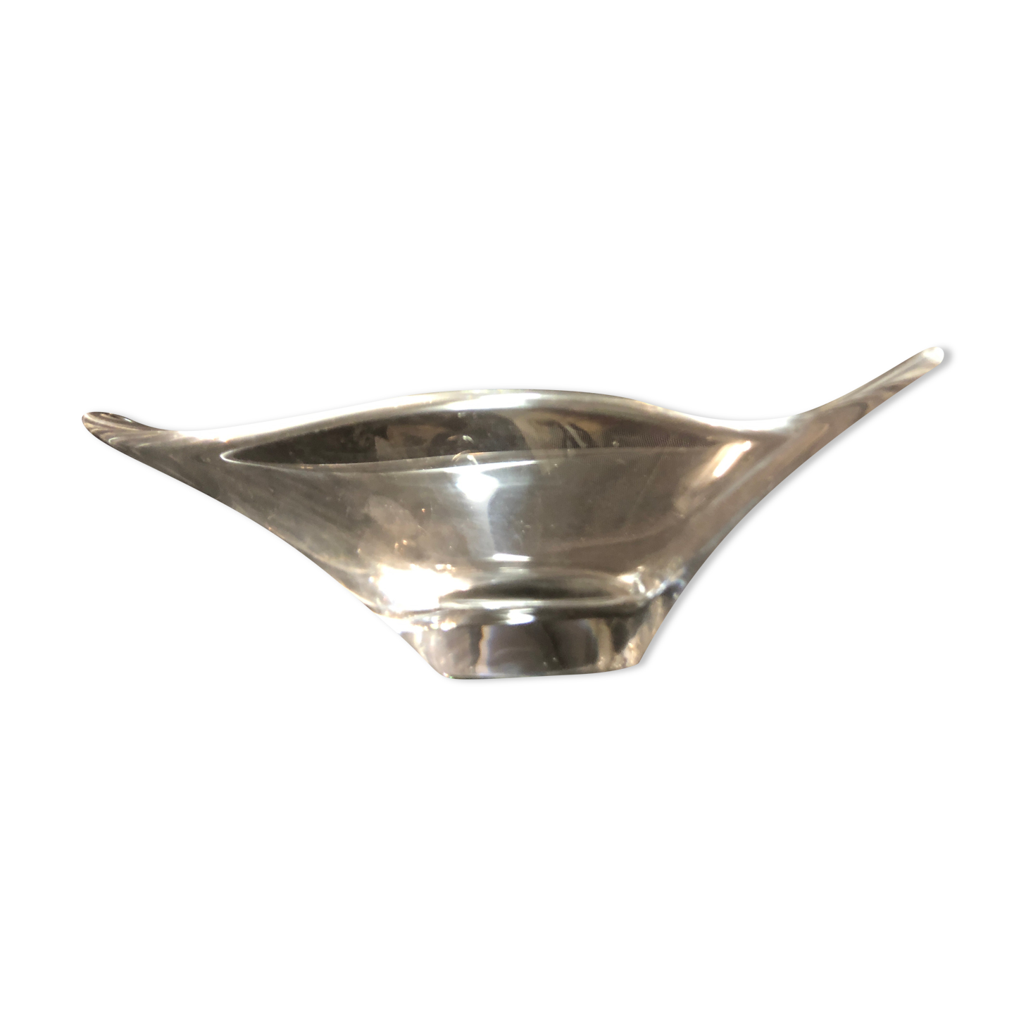 Crystal cup Daum free form signed empty fruit cup pocket