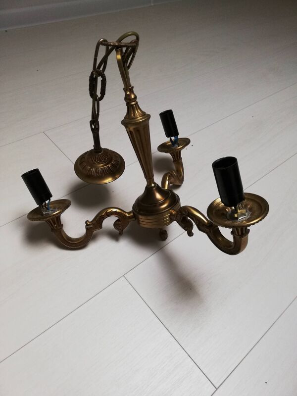 Lustre ancien 3 branches en bronze