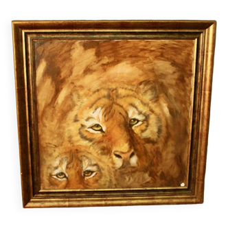 Oil on canvas "2 tigers"