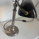 Lampe vintage 1930 Pirouett Art Déco opaline noire - 45 cm