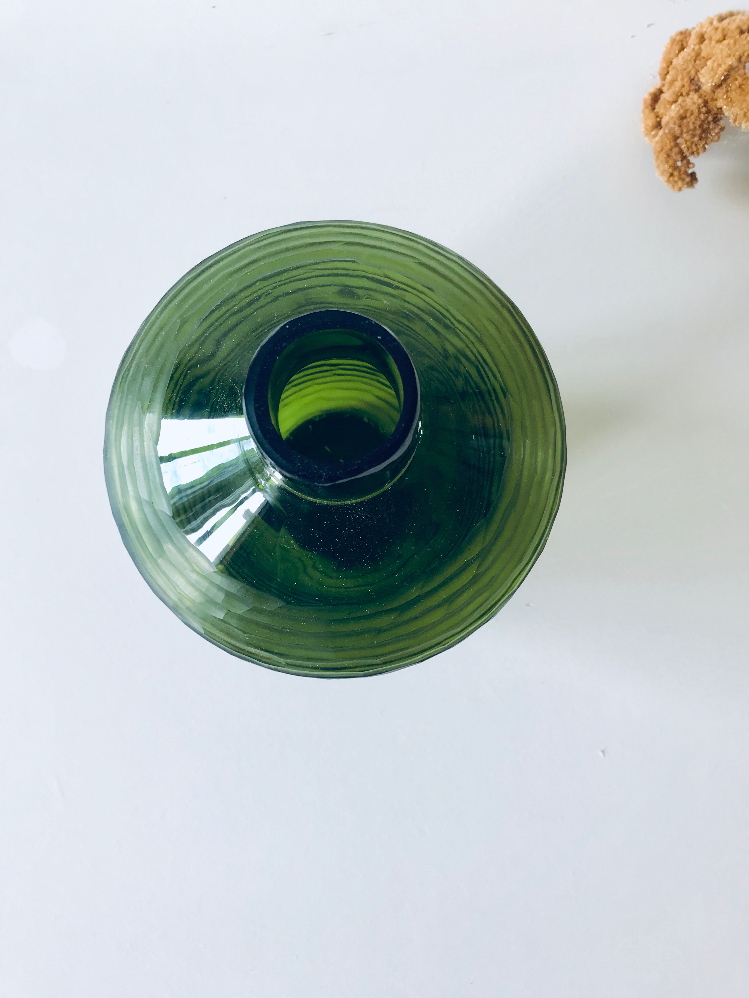 Green carved glass vase