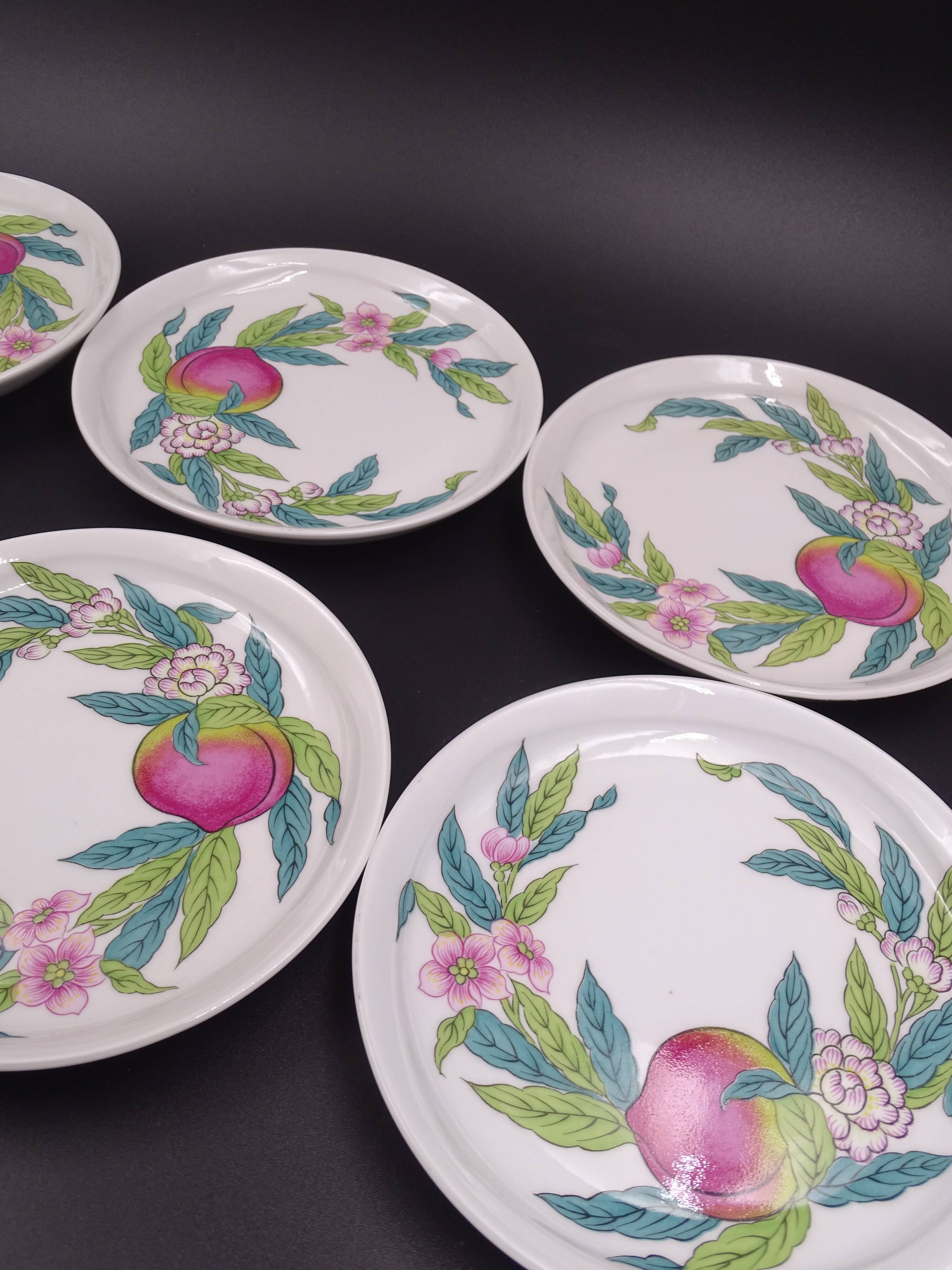 Lot of 6 porcelain bread plates from Paris décor Abondance - Perfect condition