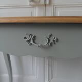 Console, side desk of beautiful craftsmanship re-enchanted in verdigris
