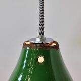 Small vintage industrial green enamel pendant lights, 1960s