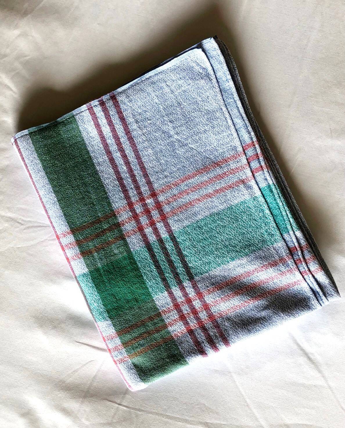 Vintage tablecloth, blue with stripes
