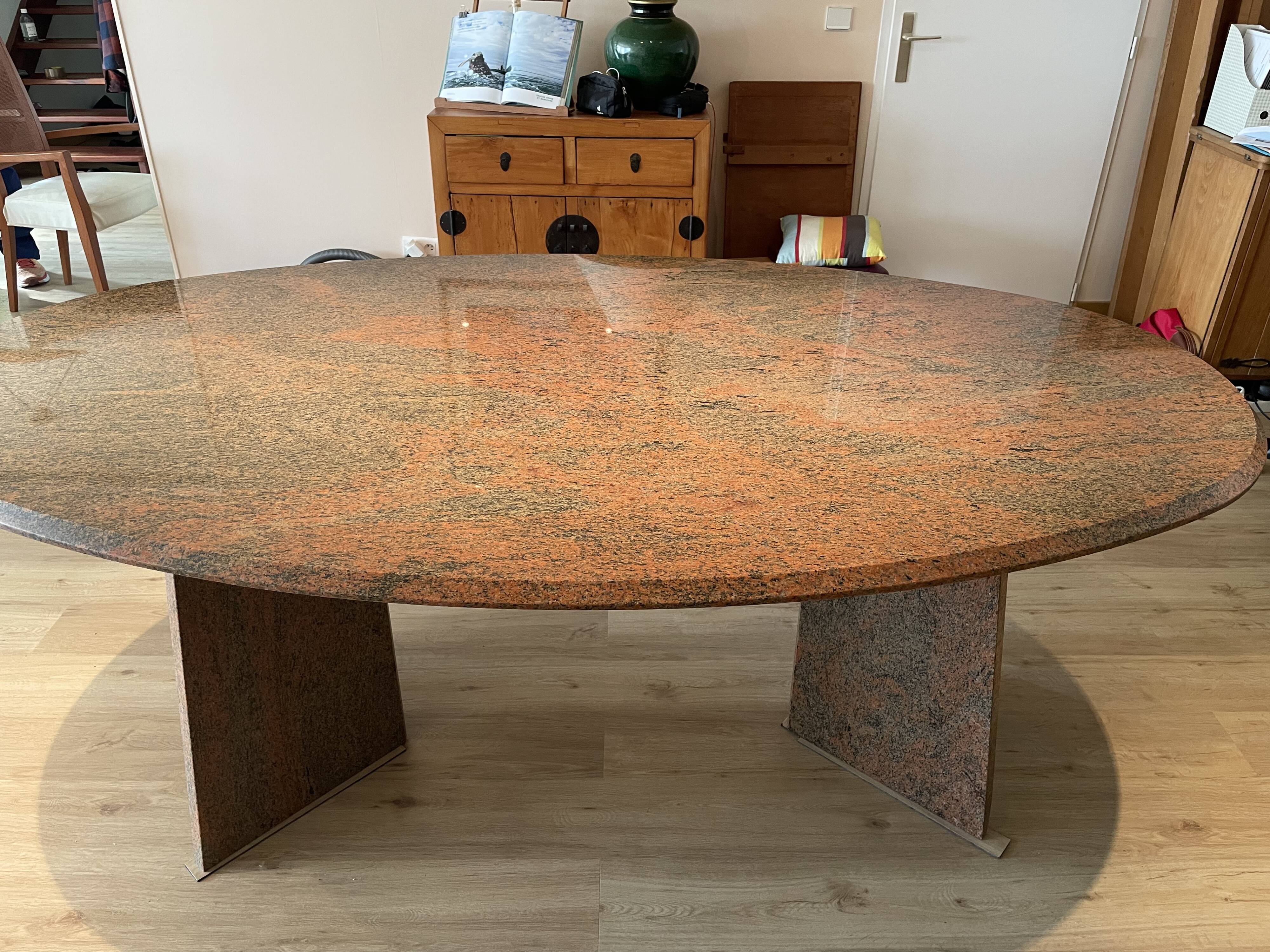 1990s oval granite dining table