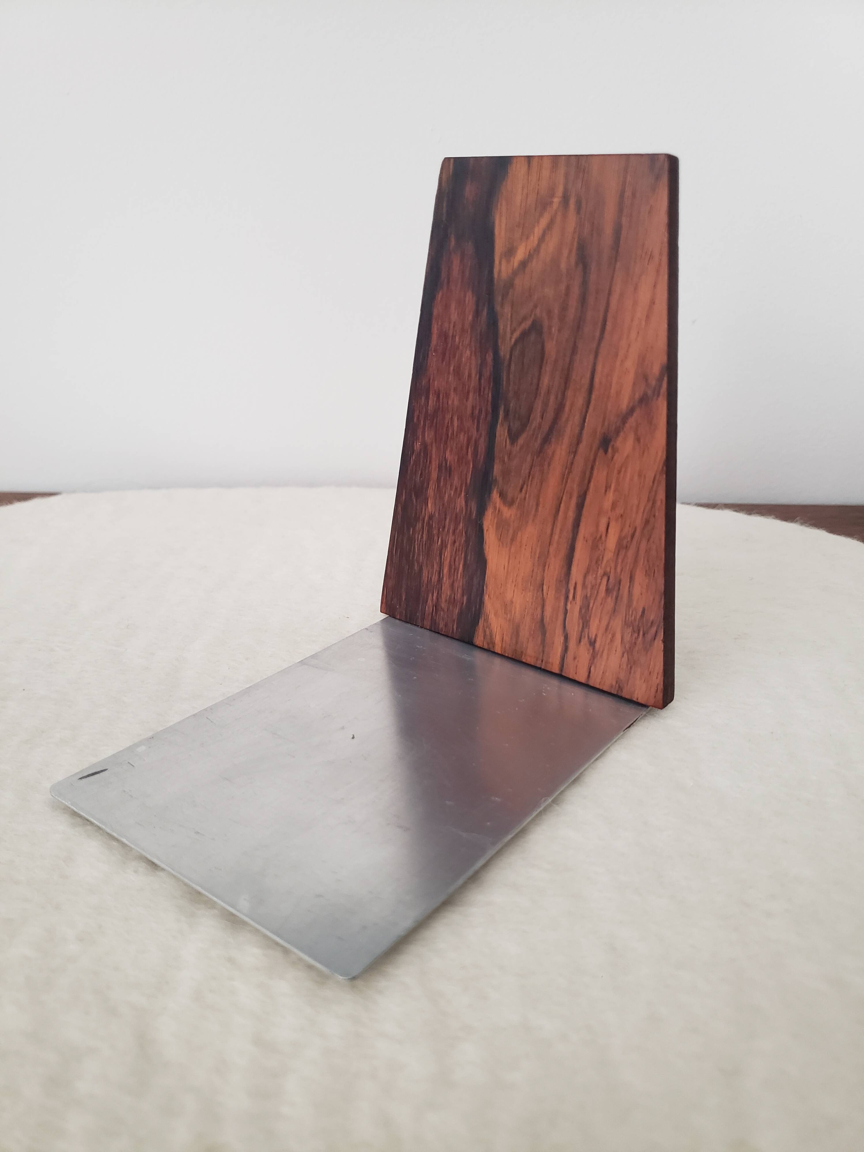 Serre-livre scandinave ancien en palissandre