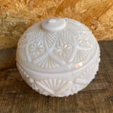 Vintage White Opaline Ball Box #C894